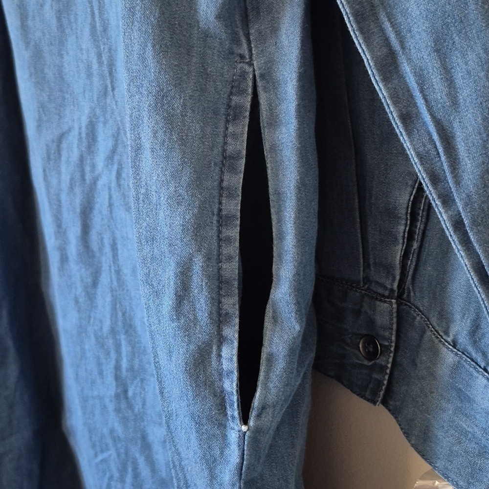Lori M Collection Blue Chambray Denim Shirt Dress, Size S Casual Coastal Relaxed - Picture 5 of 12
